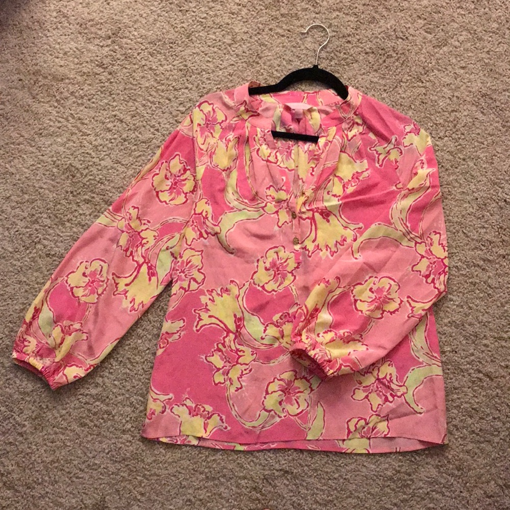Lilly Pulitzer - long sleeve 100% silk top